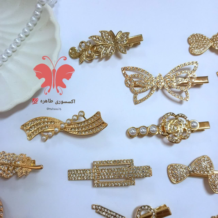 گیره سر فلزی انبری طرح دار کد ۱۲۳